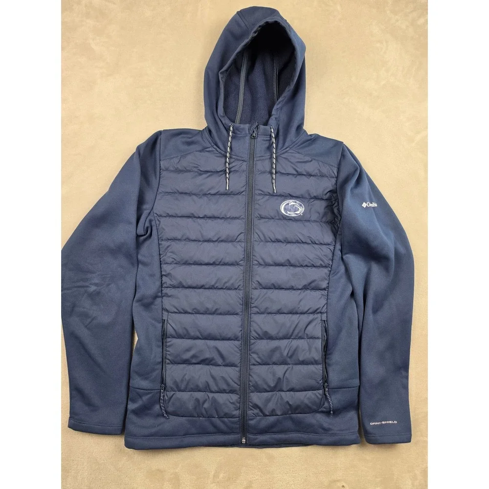 Columbia Puffer Jacket Mens S Blue Penn State Nittany Lions Omni-Shield Hybrid
